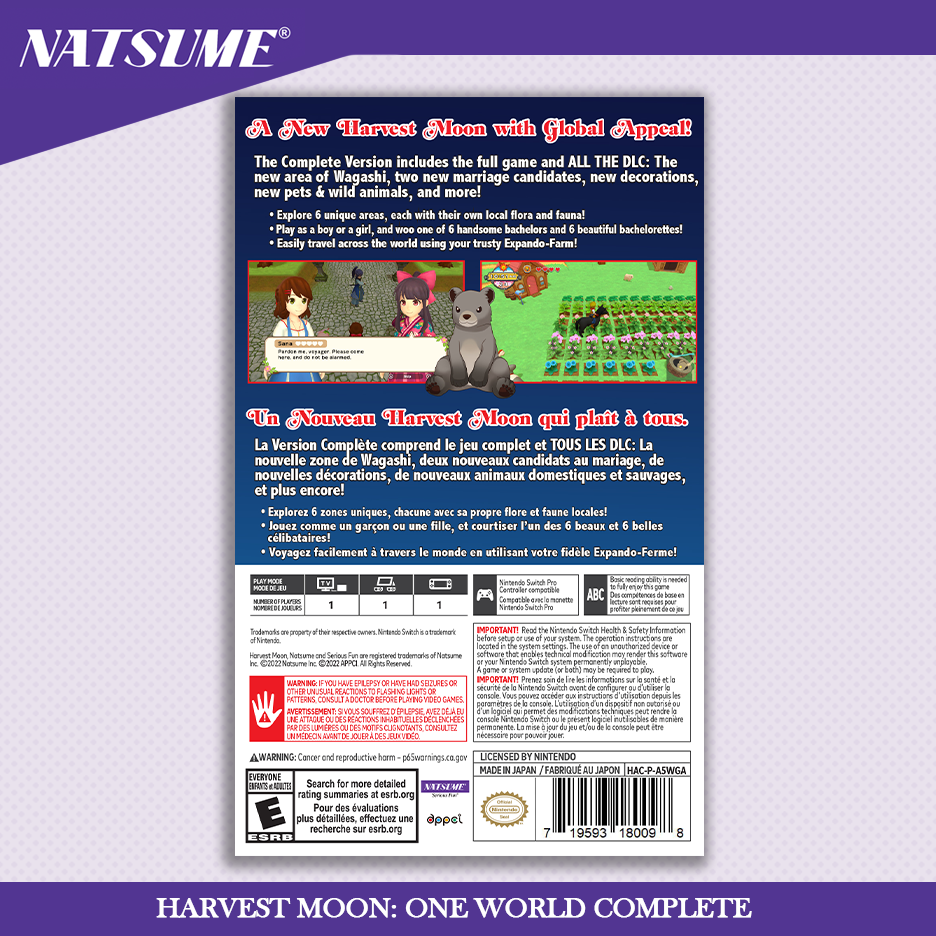 Harvest Moon: One World Complete with FREE Sasquatch Plush